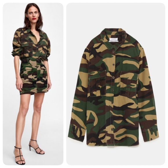 Zara Camo  Button Shirt Size Small - Picture 10 of 13